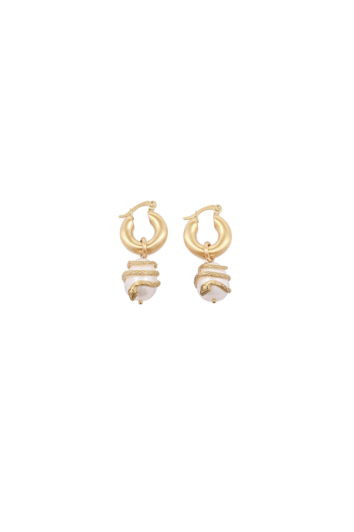 Snake pearl earrings