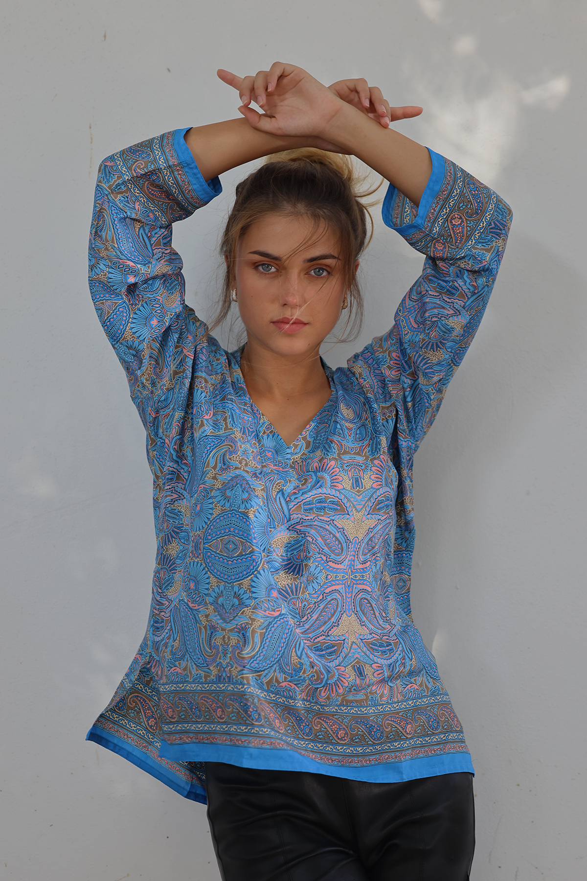 Silk blouse, Skye blue