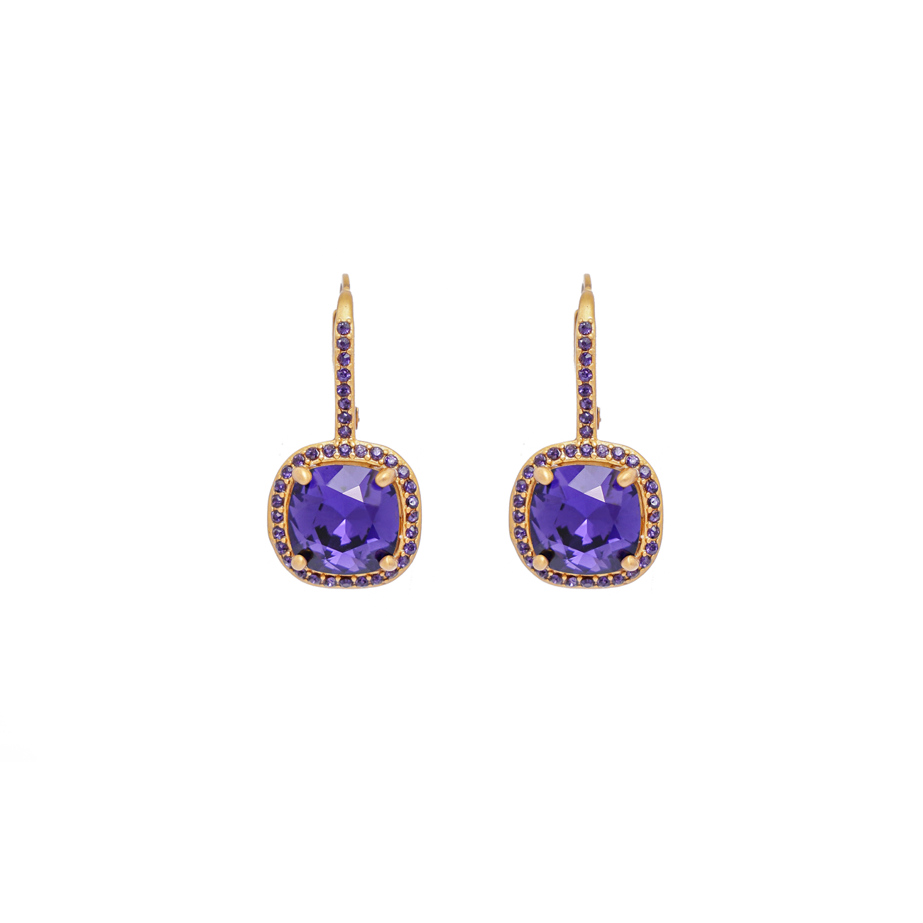 Ingrid Swarovski earrings, Purple velvet